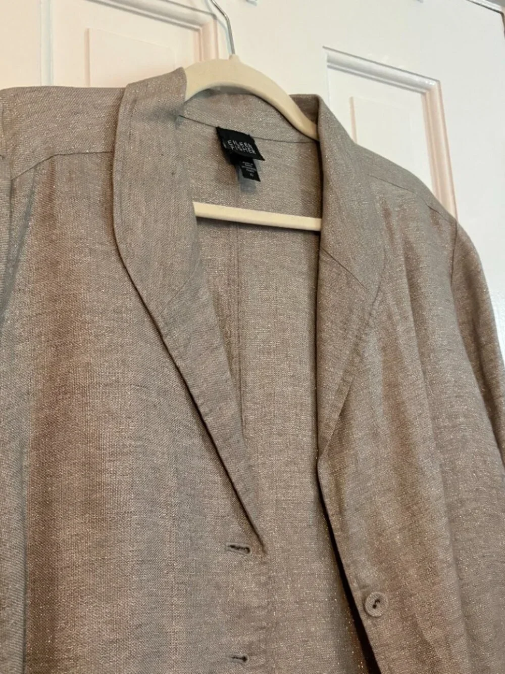 Eileen Fisher Linen Blazer Sparkle Metallic - XL - note small flaw - Picture 8 of 8